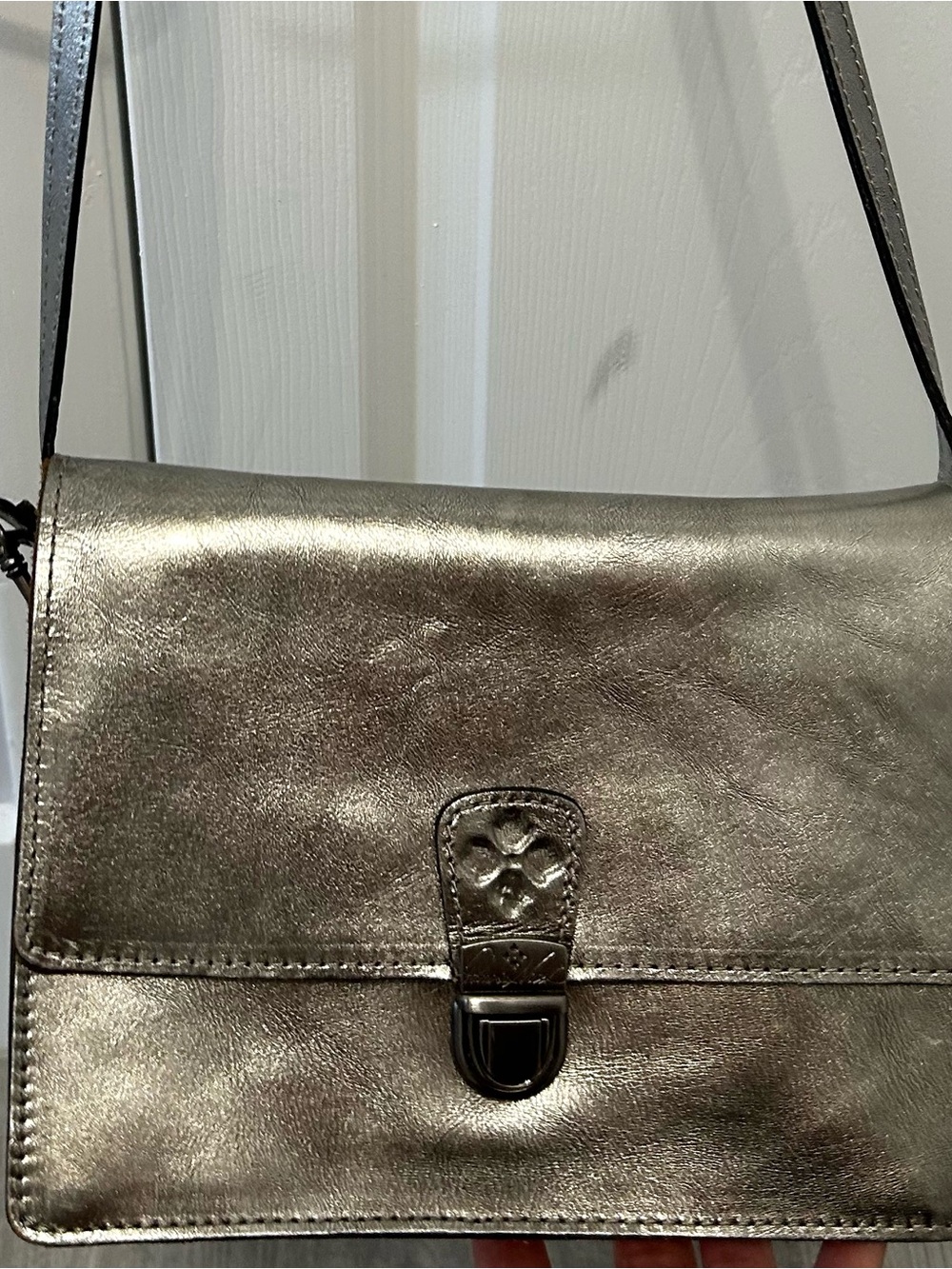 Patricia Nash Metallic Gold Leather Crossbody Bag
